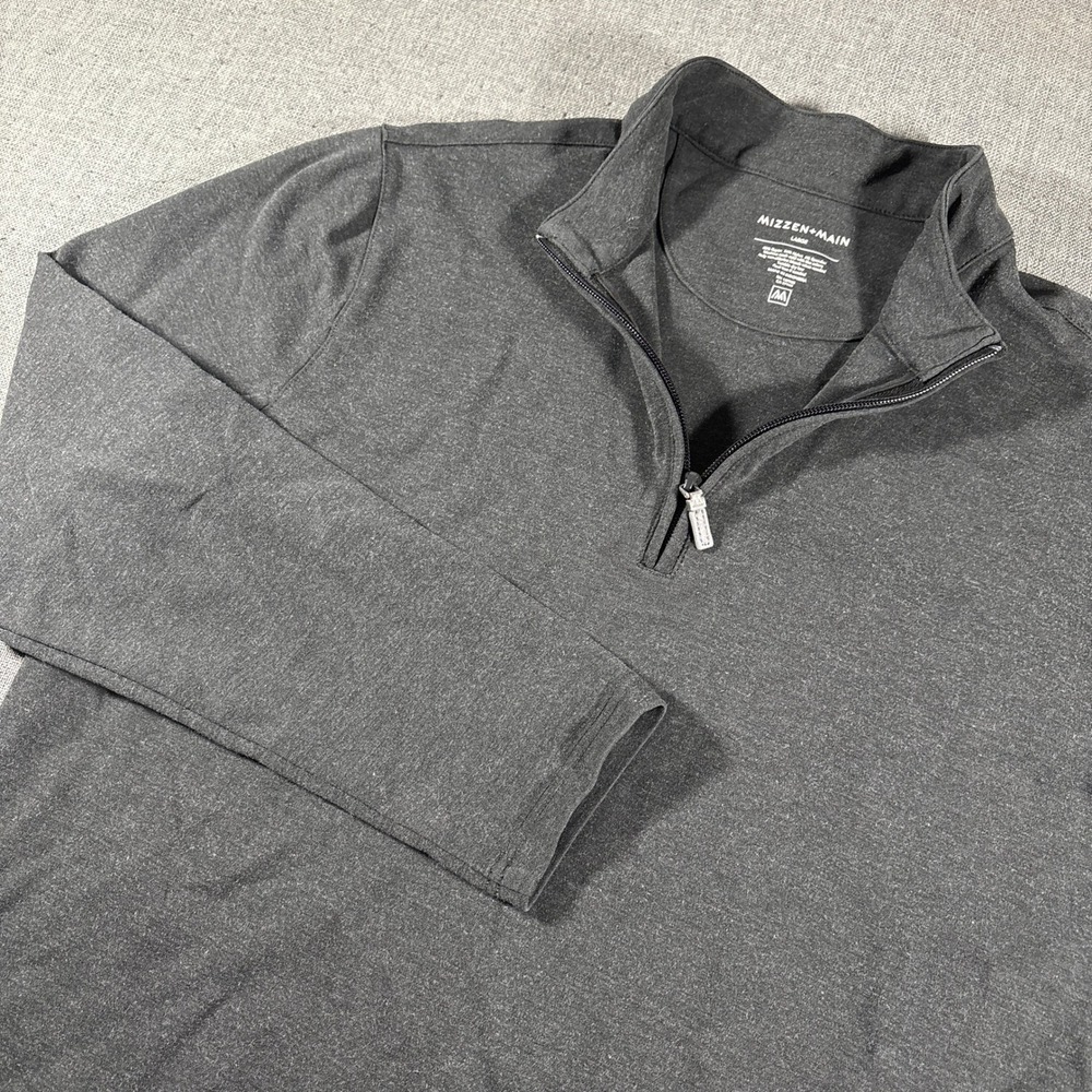 Mizzen+Main Quarter‎ Zip Pullover Mens Large Gray 1PO-0686 Performance Stretch